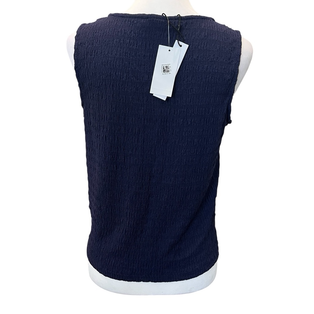 Sanctuary Link Up Button Front Tank Top Textured Tie Hem V Neck Blue S NWT - Picture 9 of 11